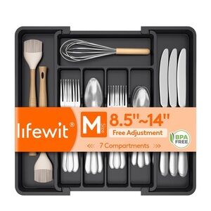 Black Adjustable Cutlery Tray